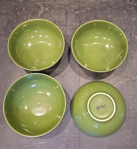 Crate & Barrel Thailand Bright Green Set Of  4 Salad Bowls 7" Round Dinnerware  - Picture 1 of 4
