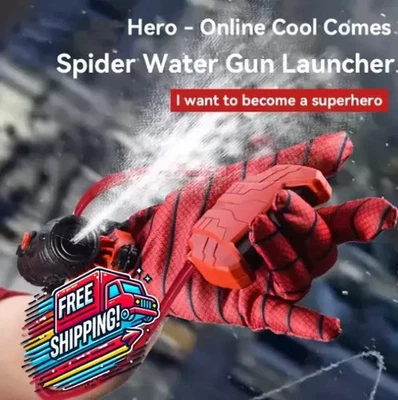 Spiderman Water Gun Launcher Children Kids Boys Wrist Gloves Plastic - Image 1 of 4