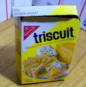 70er Jahre NABISCO Triscuit Cracker Weizen Oblaten VINTAGE BOX alte Lebensmittelverpackung RAR - Bild 1 von 3