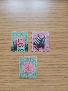 QV Australia Victoria 3 Various Postage Due Stamps 1d, 2d Combine Postage - Picture 1 of 1