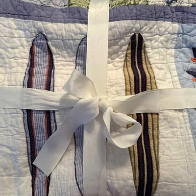 Pottery Barn Kids TWIN Island Surfer Nautical Quilt Hawaiian ~ 100% Cotton - Image 1 of 4