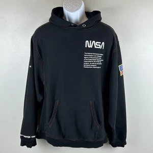 Heron Preston Nasa Felpa con Cappuccio Uomo XL Nera Ricamata Top Cuciture Streetwear - Foto 1 di 13