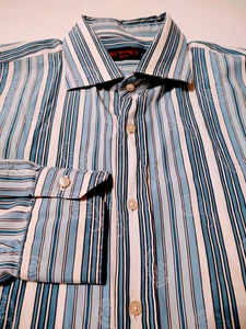Camisa ETRO Botón Frontal 100% Algodón Talla 44 Rayas y Paisley HECHA EN ITALIA - Imagen 1 de 6