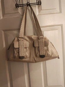 Michael Kors bone colored natural leather studded whip stitch handbag purse - Picture 1 of 3