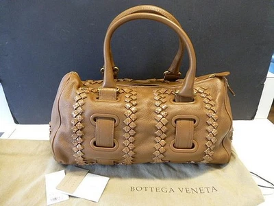 Bottega Veneta Intrecciato Tan Brown Leather & Snakeskin Accordion Satchel Purse - Image 1 of 4