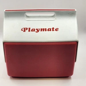 Iglú Rojo y Blanco Playmate Enfriador Grande con Tapa Deslizante Cofre de Hielo Agosto 1979 - Imagen 1 de 12