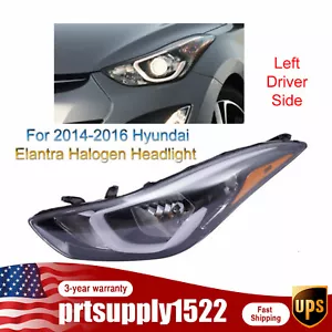 Fits 2014 2015 2016 Hyundai Elantra Halogen Headlight Left Driver Side Front - Picture 1 of 11