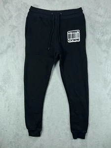 STREET CODE Joggers Womens Medium Joggers Sweatpants Black Fleece White Logo - Picture 1 of 11