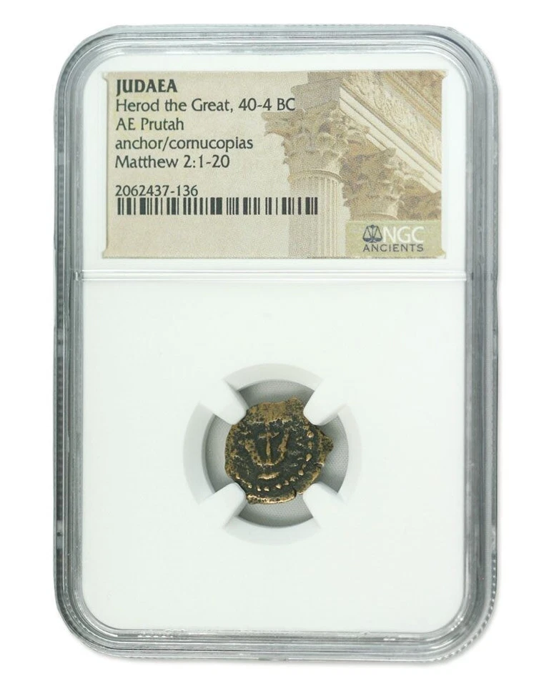 NGC King of Judaea AE Herod The Great (40-4 BC) Bronze Prutah High Grade - Image 1 of 4