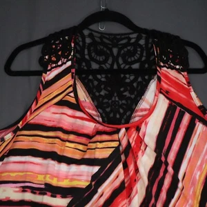 Kim Rogers Sleeveless lace back Midi dress NEW Size 2X Sunset Colors - Picture 1 of 9