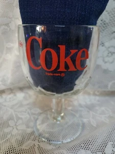 Coca-Cold Glass Goblet Thumbprint Stemmed Glass - Picture 1 of 8