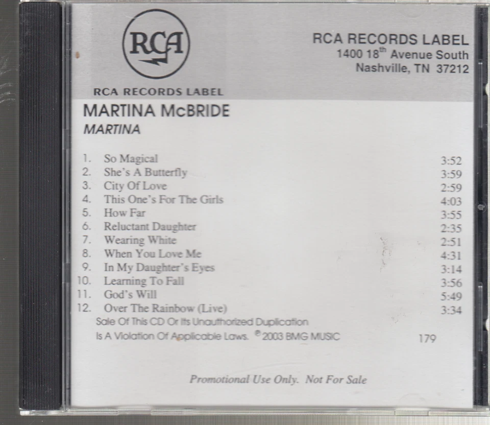 martina mcbride martina cd promo - Image 1 of 1