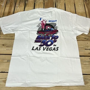 Vtg Y2K New Old Stock Back to the 50's in Vegas White Graphic T-Shirt Men's L - Picture 1 of 6