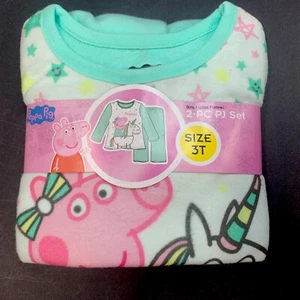 Toddler Girl Peppa Pig Blue 2 Piece Long Sleeve Pajama Set Size 3T NEW - Picture 1 of 7