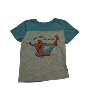 Marvel Boy's Spider-man T-Shirt Short Sleeve Size 3T Gray & Teal - Picture 1 of 4