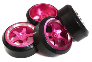 5 Spoke Wheel & Tire Set (4) for Drift Racing (O.D.=62mm) W=26mm Offset 3.5mm - Picture 1 of 1