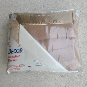 Beacon 100% Virgin Acrylic Reversable Blanket Satin Binding Vintage New USA NOS - Picture 1 of 6