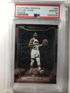 #d 01/25 Deyane Wade 2018-19 Obsidian ORANGE PRIZM SSP HEAT PSA 10 GEM POP 1 - Picture 1 of 4