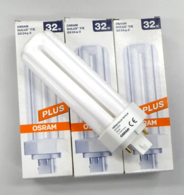 3 x Osram Dulux 32 Watt 4 Pin CFL Compact Fluorescent Lamp GX24q-3 Warm White - Image 1 of 4