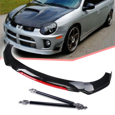 Front Bumper Lip Spoiler Body Kit Red +Strut Rods For Dodge Neon Foto 1 de 4