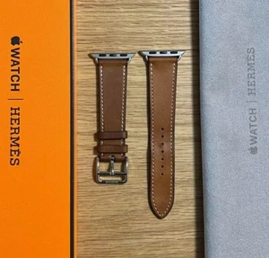 Hermes Vachette Skóra Apple Watch Band Fawn Brown Pojedynczy pasek turystyczny 38 42mm JP - Zdjęcie 1 z 17