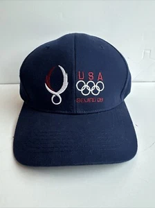 2008 Beijing Olympics Adjustable Strapback Hat Cap USA United States Navy Blue - Picture 1 of 5