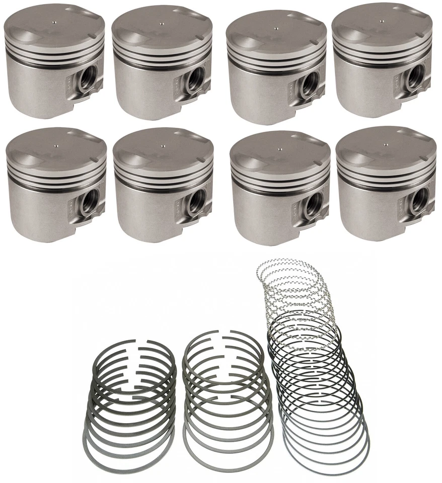 Juego de pistones tapa plana/8+anillos fundidos para Dodge Plymouth 1957-1967 318 POLY 040 diámetro Foto 1 de 4