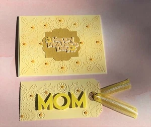 Mother's Day Card & Tag Set- Yellow, Embossed, Scrapbook - Picture 1 of 6