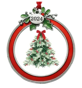 Picture Frame Ornament Removable Date Circle Large Red Holly Mistletoe DIY 2.5" - Picture 1 of 23