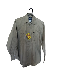 NUEVO Wrangler Ropa de Trabajo Corte Vaquero Perla Snap Camisa Occidental Grande Alta Gris - Imagen 1 de 10
