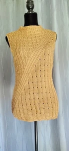 Beautiful Golden Josephine Chaus Knit Top with an intricate design Sz Large - Picture 1 of 5