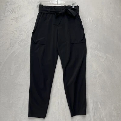 Pantalones Athleta Skyline para mujer 6 negros bolsa de papel cónica cintura elástica Foto 1 de 4