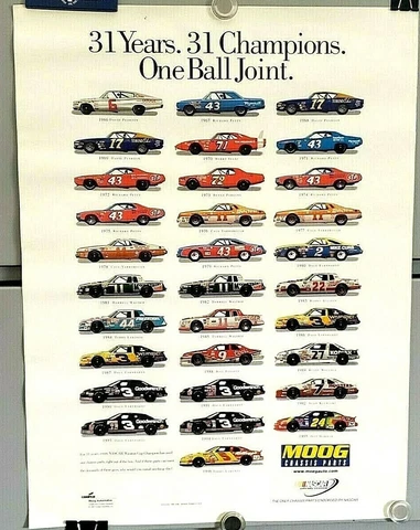 Vintage NASCAR Poster 31 Years Champions Dealer Display Earnhardt Petty Winston Cover
