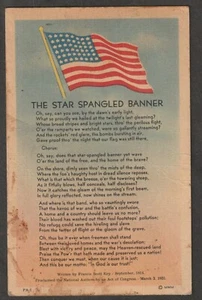 PATRIOTIC POSTCARD - THE STAR SPANGLED BANNER POSTED OCT 4 1944 - Picture 1 of 2