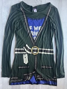 MISS SIXTY Long Sleeve Tshirt Dress, Faux Belted Cardigan Look, Size S - Picture 1 of 9