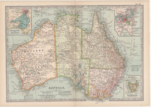 1902 Map of Australia antique vintage Britannica 10th