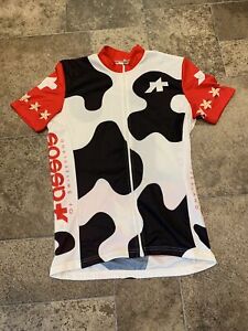 Womens Assos of Switzerland Black White Cow Cycling Jersey Size Large