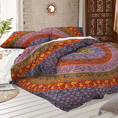 Bedding Set Duvet Cover Hippie Quilt Cover Boho Mandala reversible Doona cover - Image 1 of 4