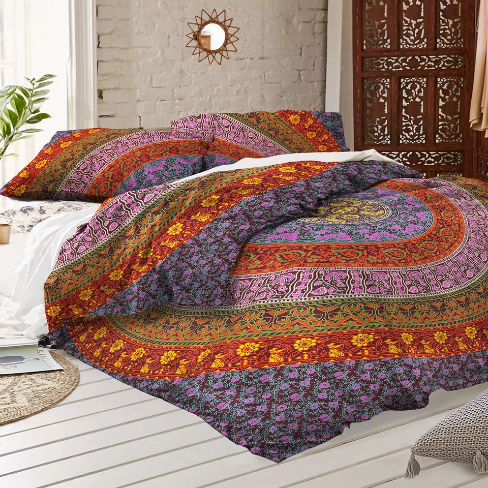 Bedding Set Duvet Cover Hippie Quilt Cover Boho Mandala reversible Doona cover - Image 1 of 4