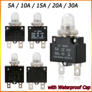 Pulsante Interruttore Reset Manuale Interruttore Termico 5-30AMP DC50V AC125/250V - Foto 1 di 17