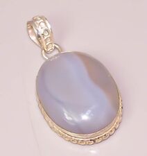 Natural Blue Lace Onyx Handmade Jewelry 925 Sterling Silver Plated Pendant