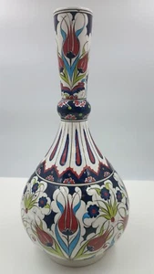 Antique Handmade Kutahya Hand Painted Pottery Vessel Vase Centerpiece - Picture 1 of 5