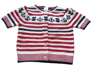 Gymboree BON VOYAGE Cardigan Girls Sweater Red White Blue  Size 4 - Picture 1 of 8
