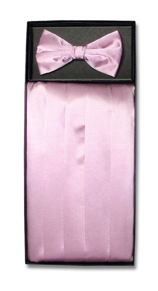 SILK Cumberbund BowTie Solid LAVENDER Purple Color Men's Cummerbund Bow Tie Set - Image 1 of 1