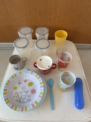 Kindergeschirr Baby Kleinkind großes Set Teller Tasse Becher Gläschen Reise  - Bild 1 von 4