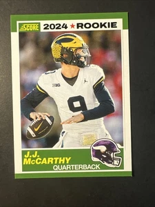 Tarjeta de novato Panini Score Protential 2024 RC #8 JJ McCarthy Minnesota Vikings - Imagen 1 de 2