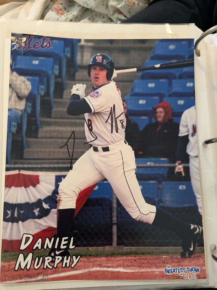 FOTO FIRMADA POR DANIEL MURPHY 8X10 METS 2015 NLCS MVP BINGHAMTON AA Foto 1 de 1