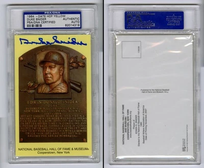 Duke Snider SIGNED Baseball Hall of Fame Plaque Dodgers PSA/DNA AUTOGRAPHED - Image 1 of 3