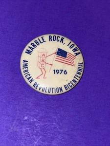 Spilla bottone bicentenario Marble Rock, Iowa 1976 rivoluzione americana - Foto 1 di 5