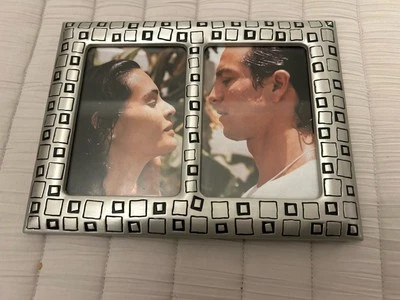 Terragraphics Metal Double Picture Frame Abstract Design 3”x 4.5” / 3.5” x 5” - Image 1 of 4